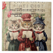 Christmas Caroling Cats Tegeltje (Voorkant)