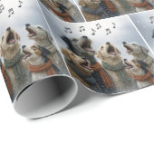 Christmas Caroling Dogs In Snowflakes Cadeaupapier (Rol Hoek)