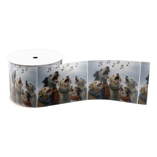 Christmas Caroling Dogs In Snowflakes Grosgrain Lint (Spoel)