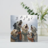 Christmas Caroling Dogs In Snowflakes Kaart (Staand voorkant)