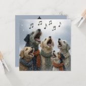 Christmas Caroling Dogs In Snowflakes Kaart (Voorkant / Achterkant in situ)