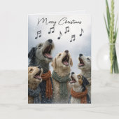 Christmas Caroling Dogs In Snowflakes Kaart (Voorkant)