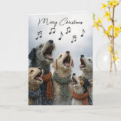 Christmas Caroling Dogs In Snowflakes Kaart (Gele Bloem)