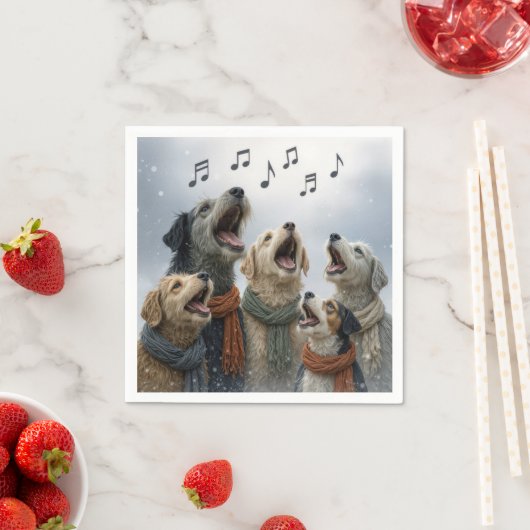 Christmas Caroling Dogs In Snowflakes Servet (Insitu)
