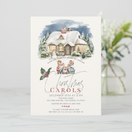 Christmas Caroling Musical Carol Play Mice Holiday Kaart (Staand voorkant)