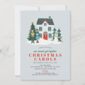 Christmas Caroling Musical Carol Speel Blue Holida Kaart (Voorkant)