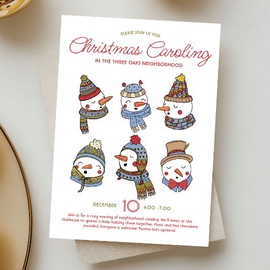 Christmas Caroling Snowmen Holiday Singalong Kaart