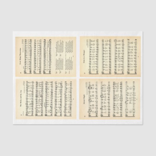 Christmas Carols Hymns Bladmuziek DV1 Decoupage Tissuepapier (Voorkant)