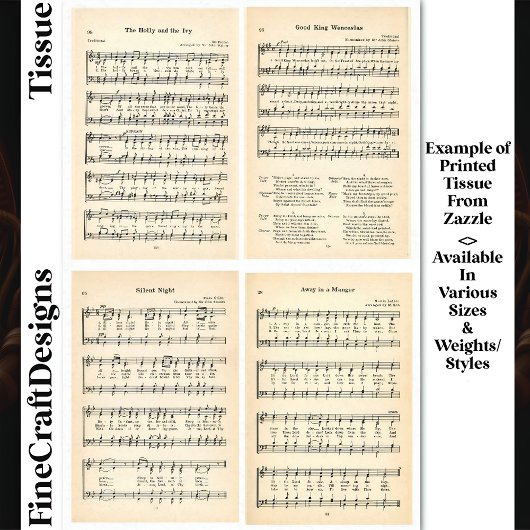 Christmas Carols Hymns Bladmuziek DV1 Decoupage Tissuepapier