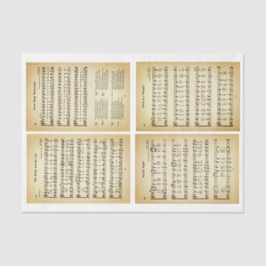 Christmas Carols Hymns Bladmuziek DV1F Decoupage Tissuepapier (Voorkant)