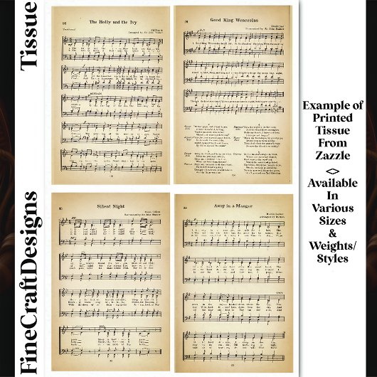 Christmas Carols Hymns Bladmuziek DV1F Decoupage Tissuepapier