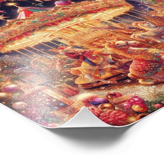 'Christmas Carousel Joy'-Poster Foto Afdruk (Hoek)