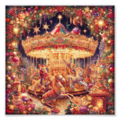 'Christmas Carousel Joy'-Poster Foto Afdruk (Voorkant)