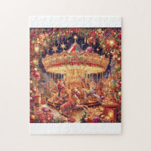 'Christmas Carousel Joy Puzzle, 11" x 14", 252 stu Legpuzzel
