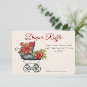 Christmas Carriage Baby shower Luier Raffle Informatiekaartje (Staand voorkant)