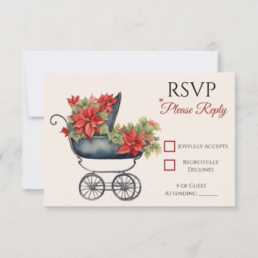 Christmas Carriage Baby shower RSVP Card (Voorkant)