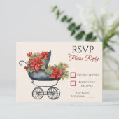 Christmas Carriage Baby shower RSVP Card (Staand voorkant)