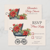 Christmas Carriage Baby shower RSVP Card (Voorkant / Achterkant)