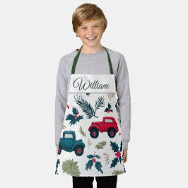 Christmas Cars Design | Custom Name Kids Apron Schort