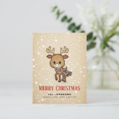 Christmas Cartoon Deer Feestdagenkaart (Staand voorkant)