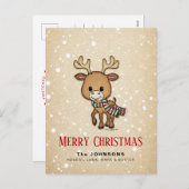 Christmas Cartoon Deer Feestdagenkaart (Voorkant / Achterkant)