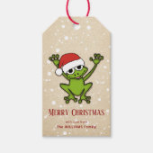 Christmas Cartoon Frog Cadeaulabel (Voorkant)