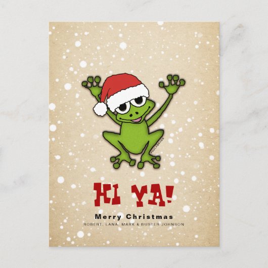 Christmas Cartoon Frog Feestdagenkaart (Voorkant)