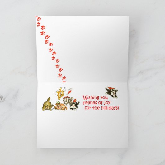 Christmas Cartoon Kitten Cats JOY KAART (Binnen)
