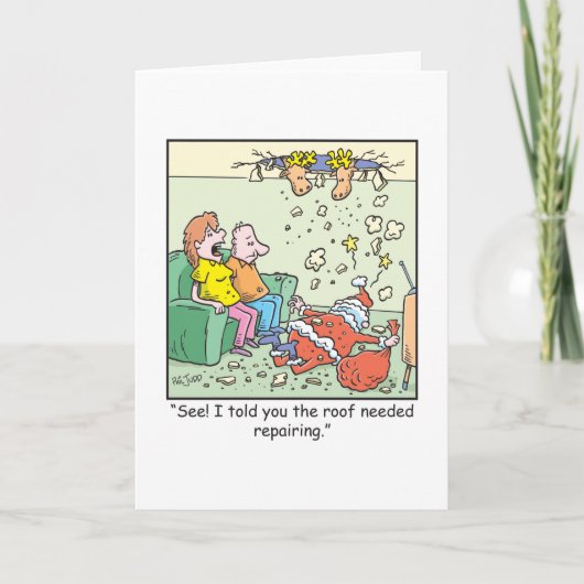 Christmas Cartoon Santa komt langs Feestdagen Kaart (Voorkant)