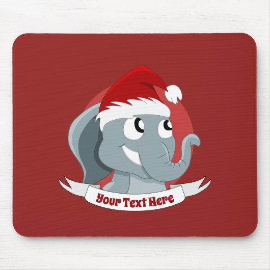 Christmas cartoon with a cute elephant mouse pad muismat (Voorkant)