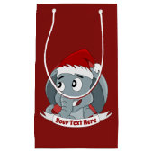 Christmas cartoon with a cute elephant small gift  klein cadeauzakje (Voorkant)