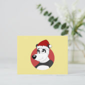 Christmas cartoon with cute panda bear postcard briefkaart (Staand voorkant)