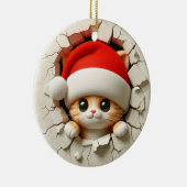 Christmas Cat 3D-effect NIET echt 3D Keramisch Ornament (Rechts)
