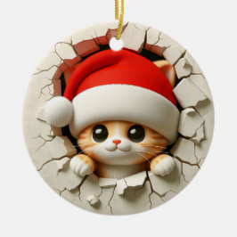 Christmas Cat 3D-effect NIET echt 3D Keramisch Ornament