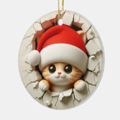 Christmas Cat 3D-effect NIET echt 3D Keramisch Ornament (Links)