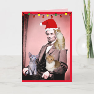 CHRISTMAS CAT ABRAHAM LINCOLN CATS WENSKAARTEN BEDANKKAART