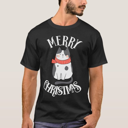 Christmas Cat Annoyed  Santa Hat & X mas Light Cat T-shirt (Voorkant)
