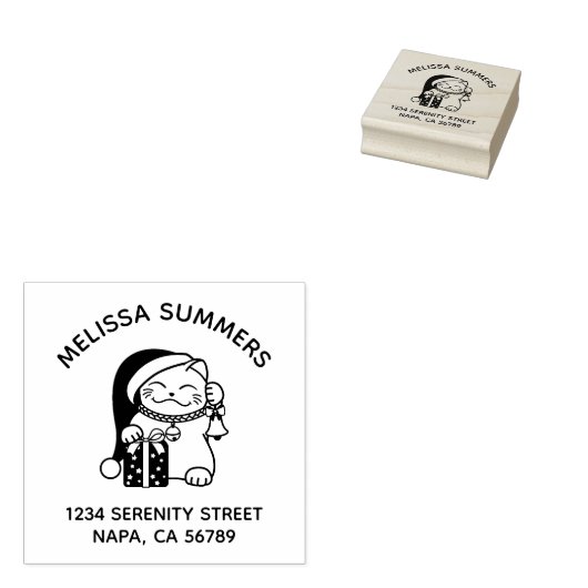 Christmas Cat Arch Address Rubberstempel (Gestempeld)