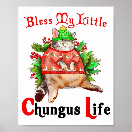 Christmas Cat Bless My Little Funny Cat Life Cat M Poster (Voorkant)