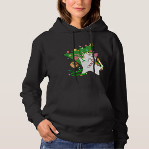 Christmas Cat Calico knock over xmas tree kat cu Hoodie