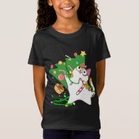Christmas Cat Calico knock over xmas tree kat cu