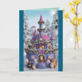 Christmas Cat Castle Kaart (Gele Bloem)