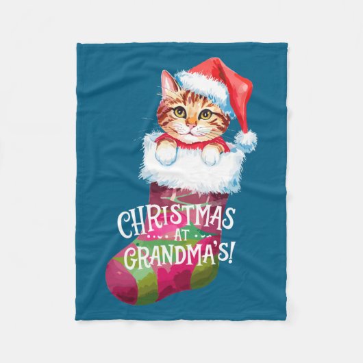 Christmas Cat _ Christmas At Grandma Cat _ Cute Ca Fleece Deken (Voorkant)
