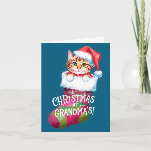 Christmas Cat _ Christmas At Grandma Cat _ Cute Ca Kaart (Voorkant)