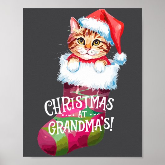 Christmas Cat _ Christmas At Grandma Cat _ Cute Ca Poster (Voorkant)