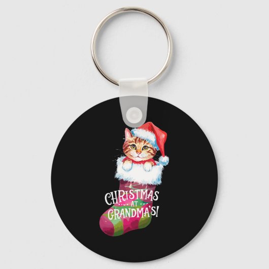 Christmas Cat _ Christmas At Grandma Cat _ Cute Ca Sleutelhanger (Voorkant)