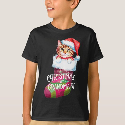 Christmas Cat _ Christmas At Grandma Cat _ Cute Ca T-shirt (Voorkant)