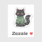 Christmas Cat – Cute Black Cat Holiday Desig Sticker (Vel)