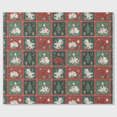 Christmas Cat Cute Holiday Kitty in Santa Hat with Cadeaupapier (Vlak)