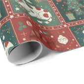 Christmas Cat Cute Holiday Kitty in Santa Hat with Cadeaupapier (Rol Hoek)